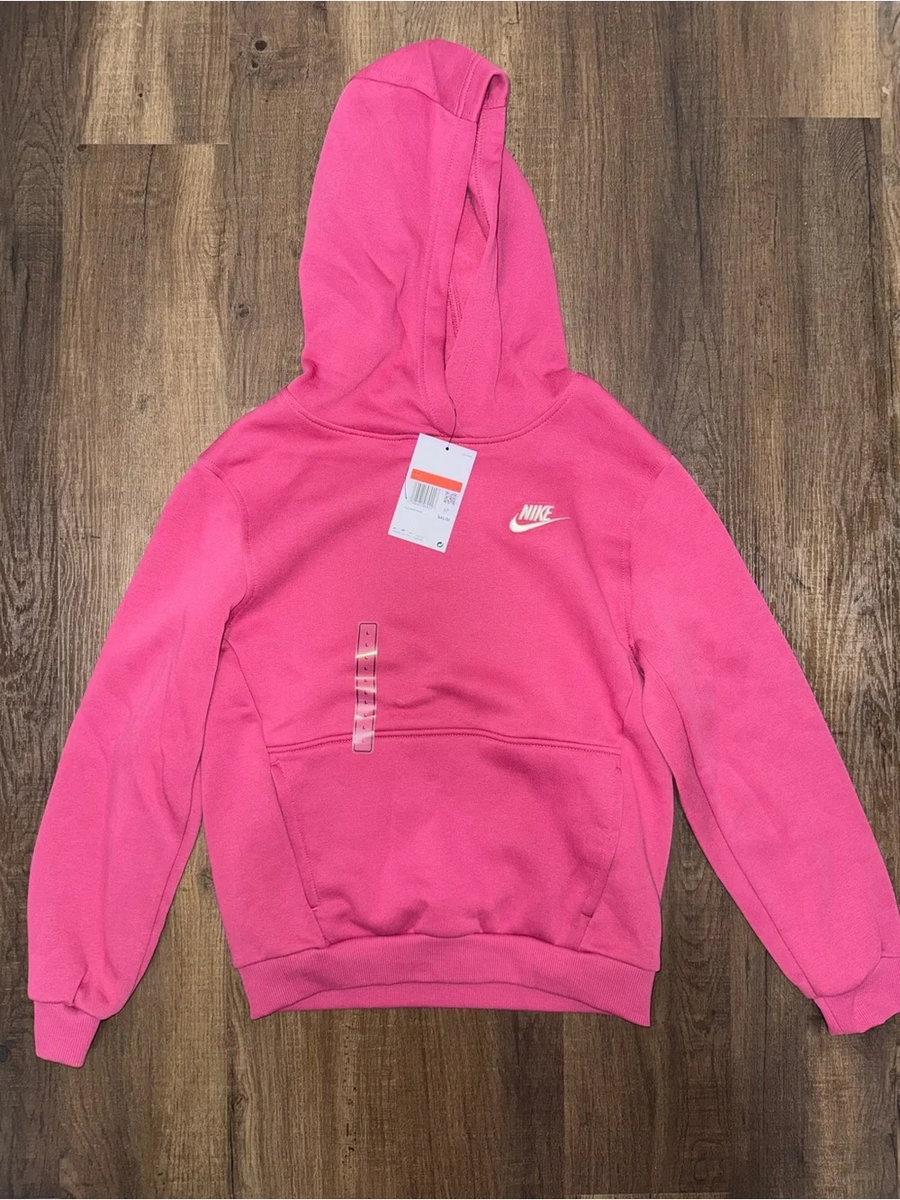 Nike Kids Hot Pink Club Fleece Pullover Hoodie NWT Size Large (L / 12-14)
